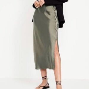 Old Navy Olive Green Satin Skirt